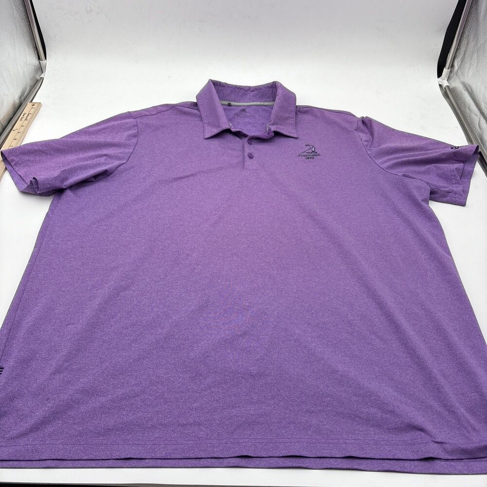 Adidas x Pinehurst Mens 2XL Golf Polo Shirt Purple Logo Embroidered Golfing